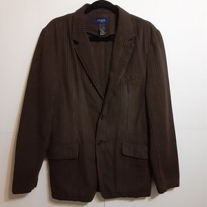 Guess Jeans Mens Brown Striped Blazer M
